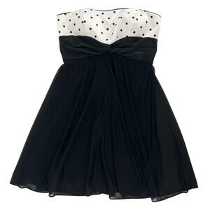 90s strapless cocktail dress empire waist polka dot 1990s vintage